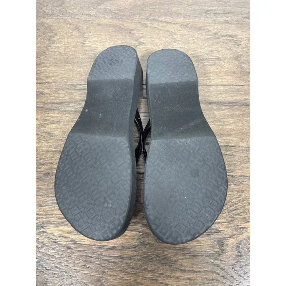 TORY BURCH Women's Thandie Wedge Medallion Flip Flops Black Sz 11 EUC - Picture 5 of 5